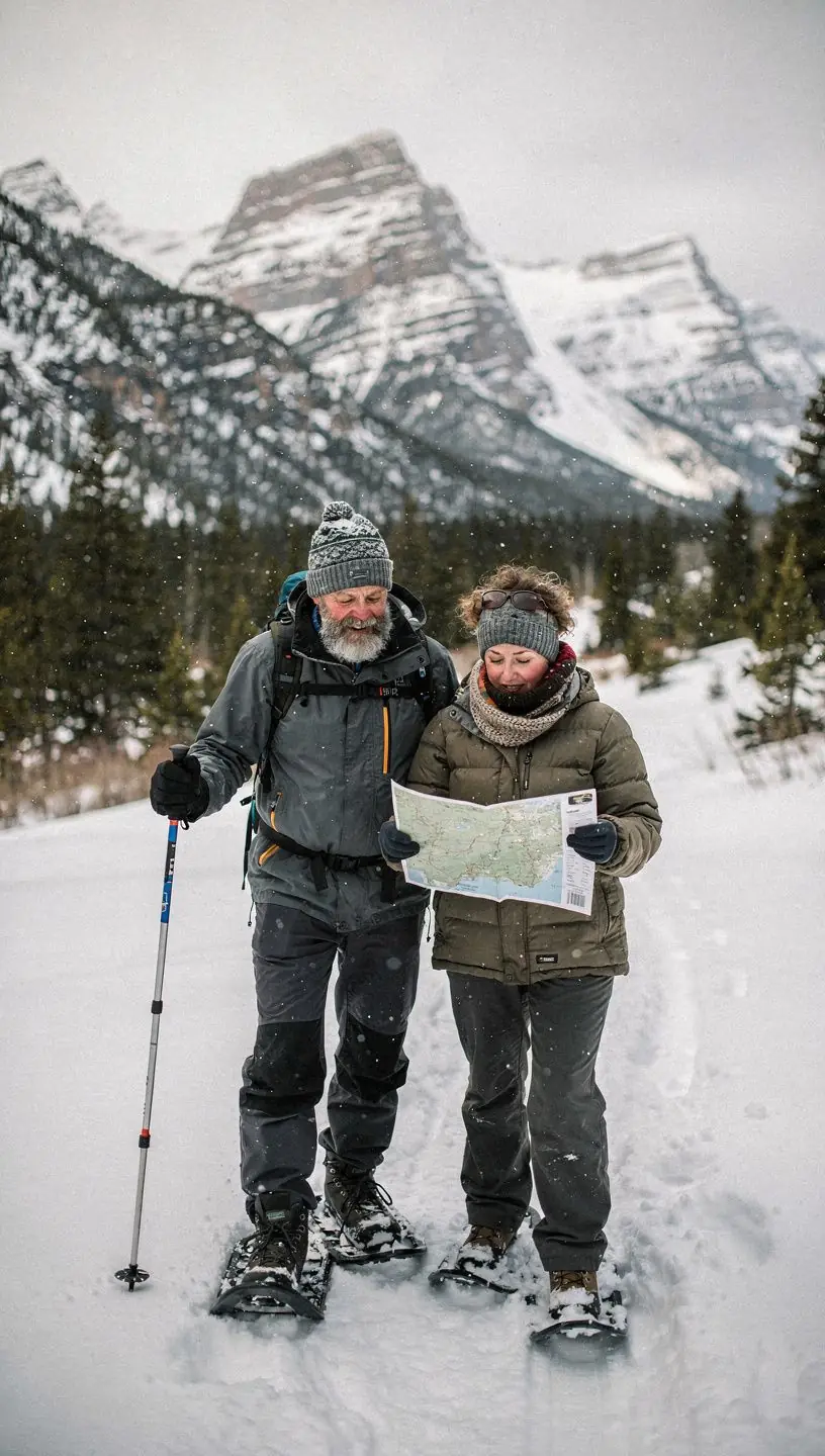 Rodzina spacerująca po malowniczym szlaku w parku narodowym, otoczona dziką przyrodą.